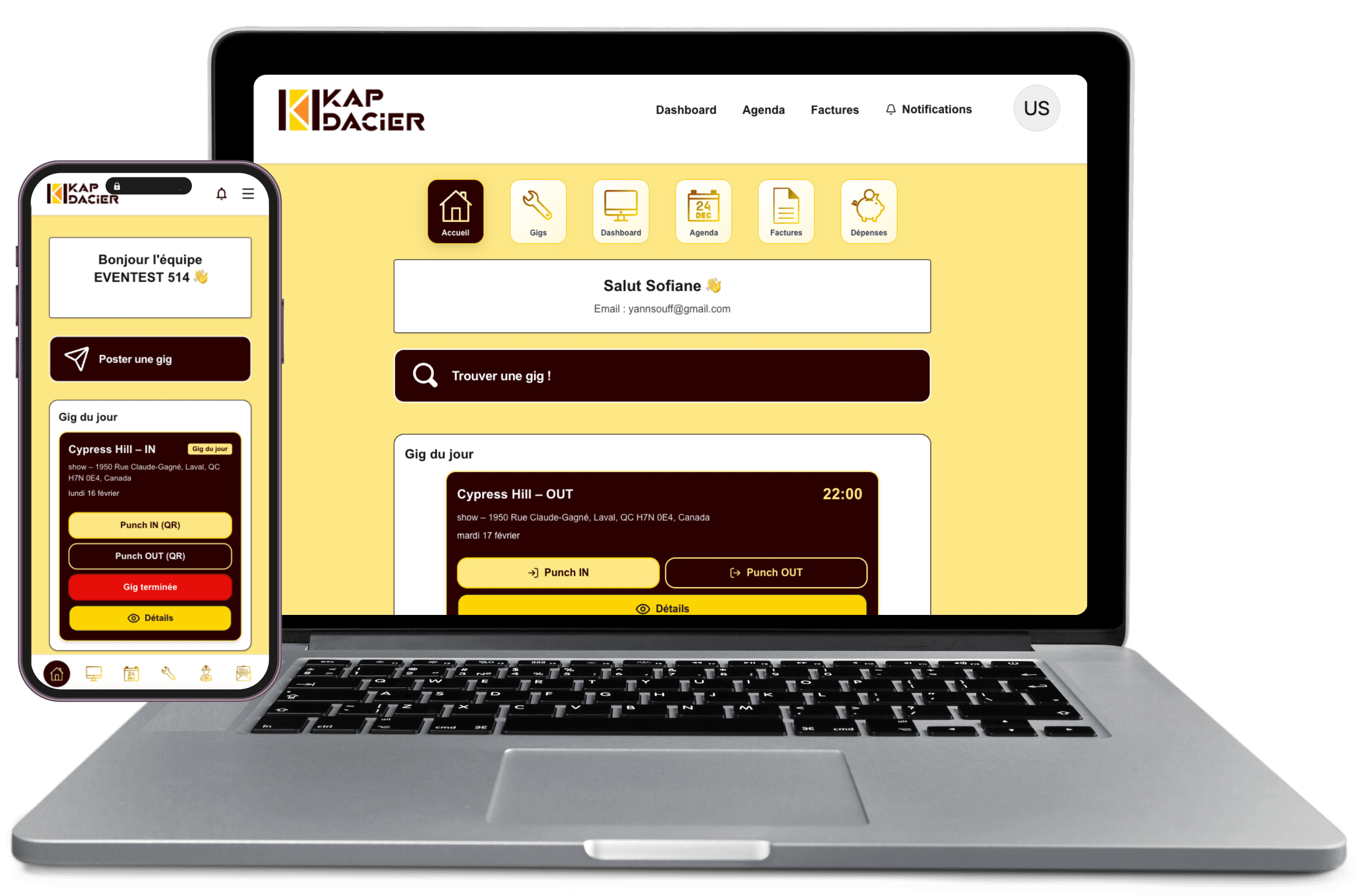 Kapdacier sur ordinateur et mobile